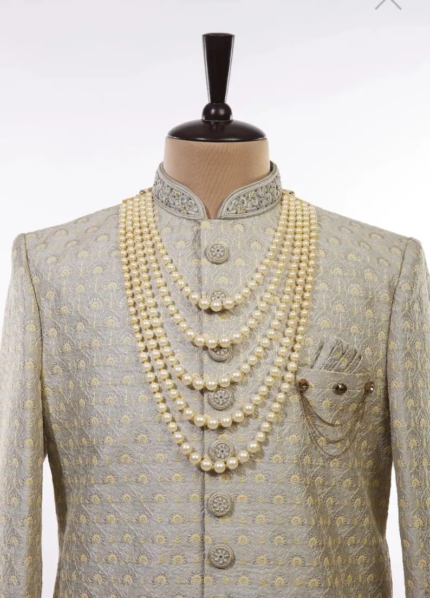 Indian Groom Pearl Necklace, Dulha Mala, Indian Wedding Men Jewelry, Sherwani Necklace For Groom, Indian Groom Jewelry, Pakistani Groom